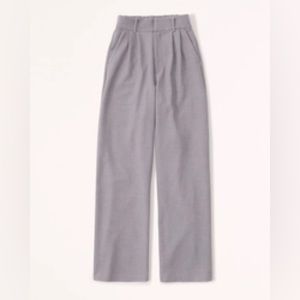 Abercrombie & Fitch wide leg tailored pants in gray, long length